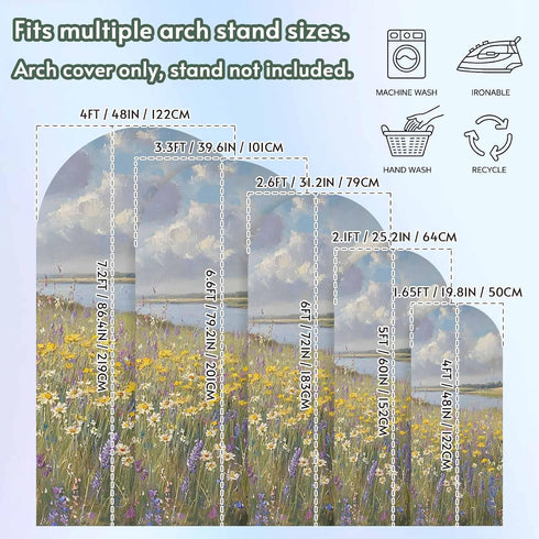 Jnbasdffb 7.2 Spring Floral Wedding Arch Cover, Stretchy Spandex Arch Backdrop Stand Covers FT, Oil Painting Pastoral