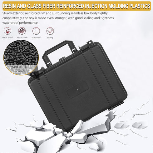 Protective Hard Case Shockproof Water-resistant with Customized DIY Foam Insert for Camera, 11 X 9.5 X 5-Inch