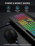 Wireless Keyboard and Mouse Combo - 9 Backlit Effects, Wrist Rest, Phone Holder, Rechargeable Silent Set