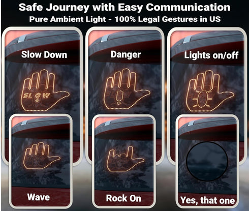 6 Communicate WaveOn Ultra Gestures LED Display Fun Finger Car Light with Remote | with Other Drivers | Glogesture LED