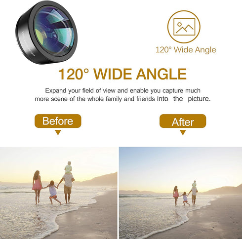 Phone Camera Lens - Upgraded 3 in 1 Kit: Fisheye, Macro, Wide Angle