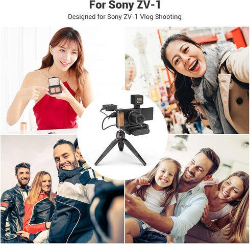 SMALLRIG L-Shape Bracket with Wooden Grip and Cold Shoe for Sony ZV1 Digital Camera - 2936