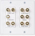 Cable Matters Double Gang 5.1 Speaker Wall Plate in White - Home Theater Wall Plate, Banana Plug