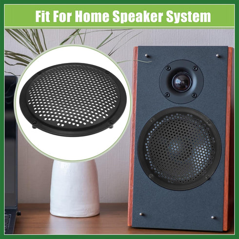Motoforti Universal 6" Round Car Speaker Grills Cover Mesh Protector Case with Mounting Screws, ABS Black - Pack of 4