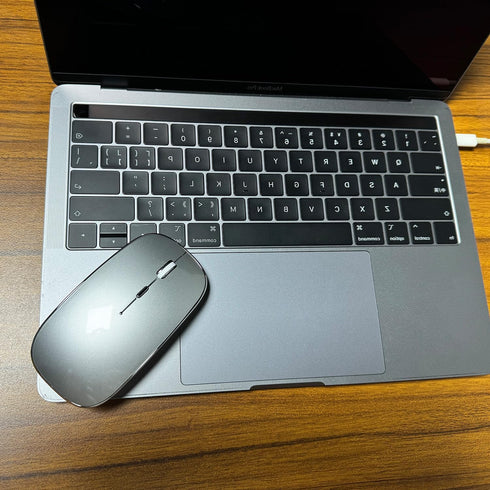 Rechargeable Wireless Bluetooth Mouse, Compatible with iPad Pro, MacBook, Chromebook, and Windows (Silver)