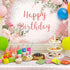 Breling 2 Pcs Pink Happy Birthday Backdrop Banner and Tablecloth for Women, Rose Gold Birthday Party Decorations