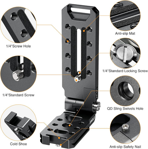 CAMOLO RIG Base,1/4" Foldable DSLR Camera L Bracket,Vertical Horizontal Switching Tripod,Arca-Swiss Srew Hole,Quick