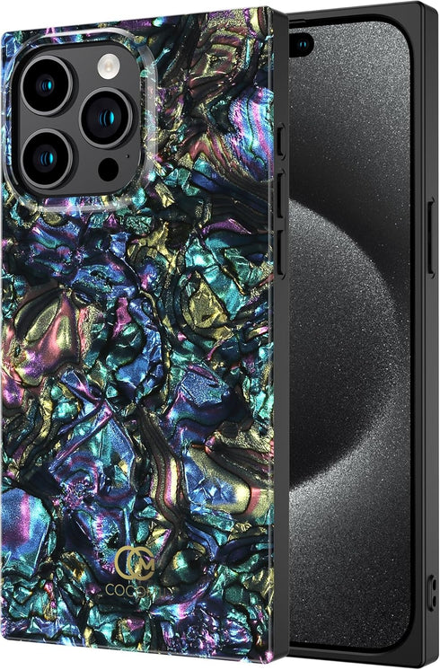 Cocomii Rectangle Case for iPhone 14 Pro Max, Abalone, Compatible with MagSafe, Luxury Slim Glossy Shockproof with