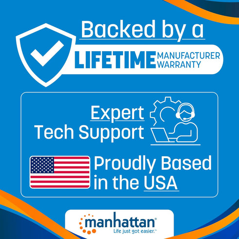 Manhattan Laptop Lock with 4.6 ft Security Cable, K-Slots, Radial Lock Design, 2 Keys Included - 440271