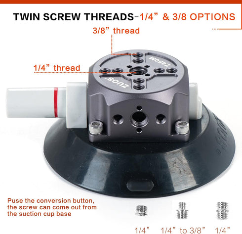 IMT 4.5" Camera Suction Cup Mount for Car, Quick Release Vacuum Suction Mount with 360° Ball Head