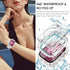 Surace 2 in 1 Waterproof Bling Case for Apple Watch Series 9/8/7 41mm, Lace Edge Diamond Protective Bumper Cover (Clear)