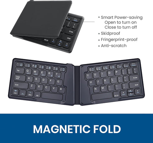 Perixx PERIBOARD-805E US Wireless Foldable Ergonomic Bluetooth Keyboard, Ultra-Thin X Type Keys for iOS, Android,
