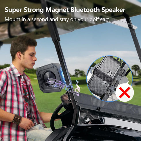 Golf Speaker, Golf Cart Bluetooth Speakers, Portable Magnetic 15W Loud with Bass, Outdoor IPX7 Waterproof Wireless