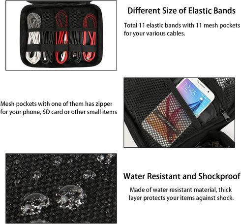MATEIN Electronics Organizer, Waterproof Travel Electronic Accessories Case, Portable Double Layer Cable Storage Bag