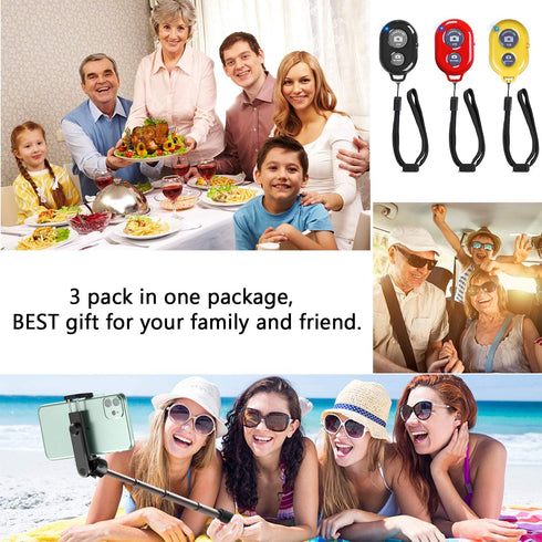 Wireless Remote Shutter for Cellphones and Tablets (3 Pack), AOQIYUE Wireless Remote for iPhone/Android Camera