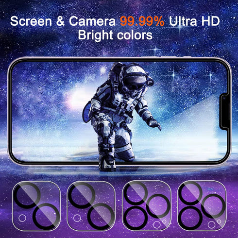 Ferilinso Privacy Screen Protector for iPhone 14 Plus & 13 Pro Max - 2 Pack, 9H Anti-Spy Tempered Glass & Camera Lens
