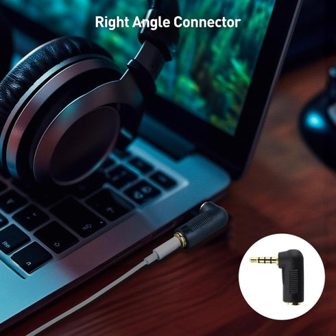 Cable Matters 2-Pack TRRS Right Angle 3.5mm Adapter, 90 Degree Audio Adapter in Black.