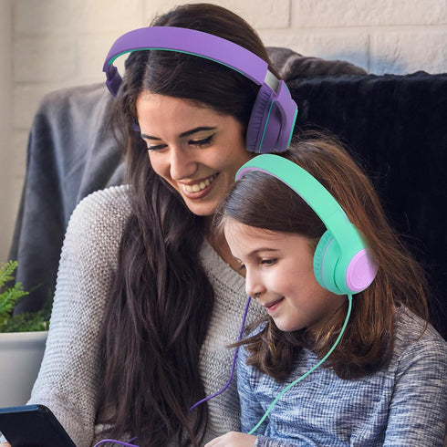 A8 Kids Headphones with Microphone, Lightweight Folding Stereo Bass Headphones, Portable Wired for Smartphone/Tablet