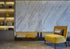 SHDASMIL Luxury Marble Wall Interior Backdrop Yellow Accent Chair Elegant Shelf Background Modern