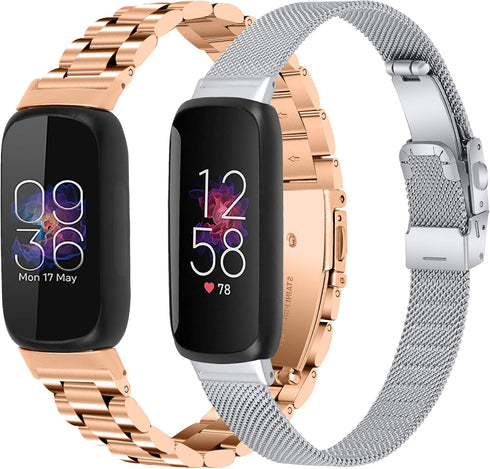 Metal Mesh Stainless Steel Loop Compatible with Fitbit Inspire 3, Adjustable Bracelet Replacement Band for Women Men