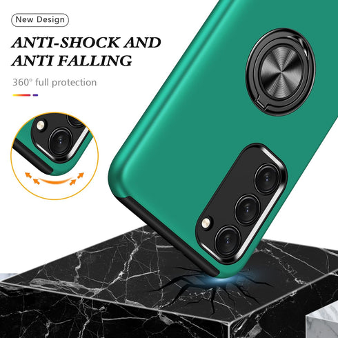 HeZhiNing Samsung Galaxy S23 Case, Shockproof with 360° Ring Holder Kickstand, Dark Green