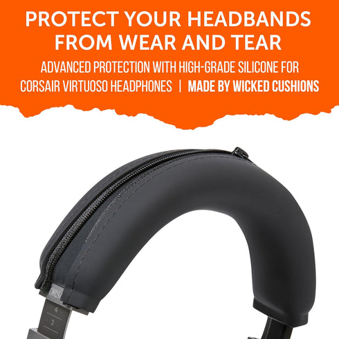WC BandZ Virtuoso V2 Silicone Headband Cover for Corsair Virtuoso Headphones, Machine Washable, Black