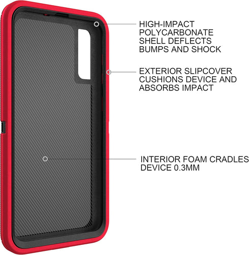 MXX Heavy Duty Case for Samsung Galaxy A50, Tough Drop Protection (No Screen Protector), Red, A50s/A30s Compatible