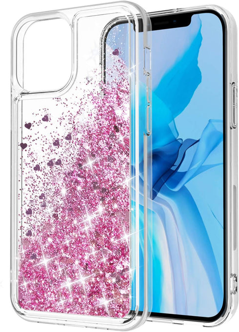Compatible with iPhone 12 and 12 Pro Case, Bling Flowing Liquid Floating Glitter TPU Protective Case 6.1 inch