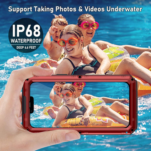 Beasyjoy Metal Phone Case for iPhone 13 Waterproof, Built-in Screen Protector, Heavy Duty Full Body Protective Military