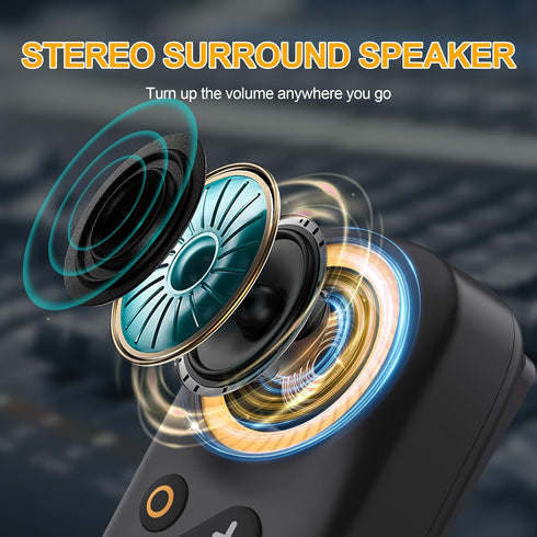 GOTOOLZ 5.4 12Hrs IPX5 Wearable Bluetooth Speaker, Bluetooth Clip On Wireless Speaker with Mic, TWS Function, Playtime