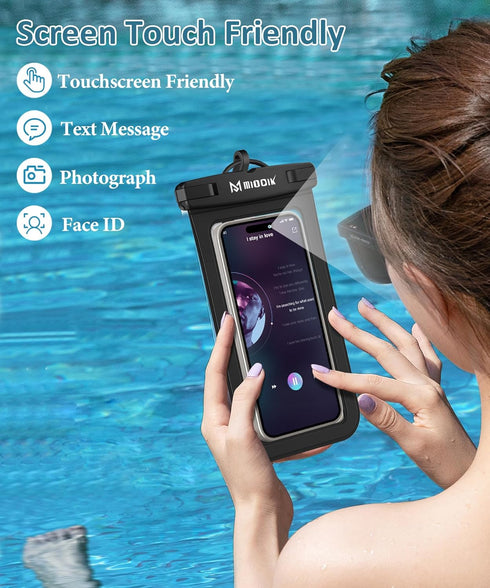 MIODIK Waterproof Phone Pouch with Detachable Lanyard, IPX8 for All iPhones (15, 14, 13...) and Galaxy S24 S23 S22