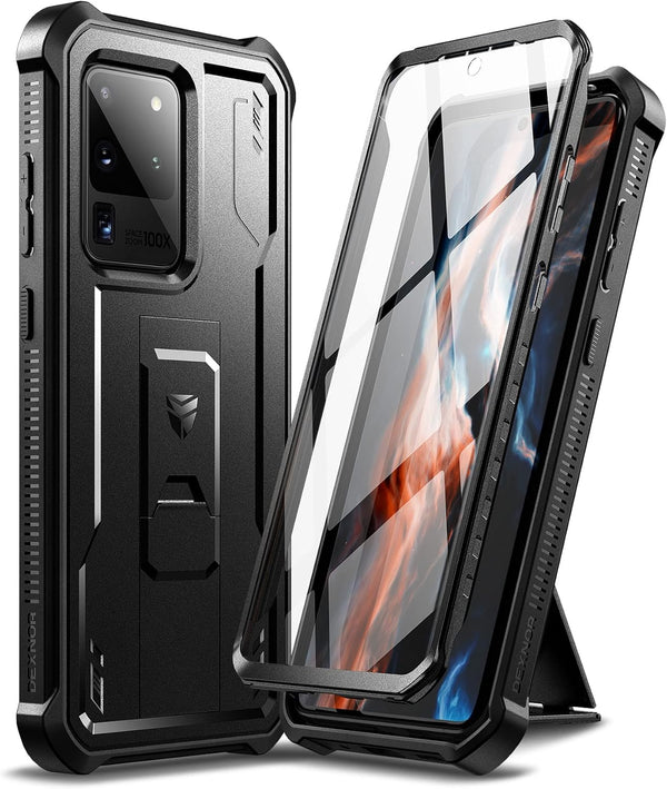 Dexnor Full Body Case for Samsung Galaxy S20 Ultra, Built-in Screen Protector and Kickstand, Heavy Duty Military Grade