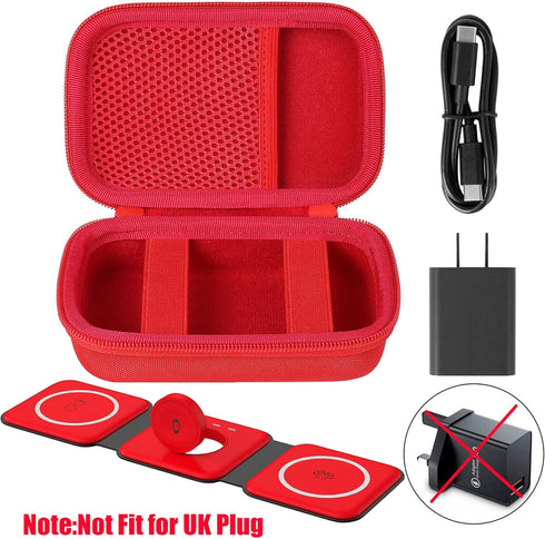 Aenllosi Hard Carrying Case - Replacement for UCOMX Nano 3 in 1 Foldable Wireless Charging Station (Red, Case Only)