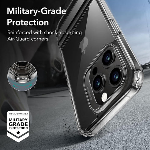 ESR Boost Series iPhone 15 Pro Case: Slim Clear Back, Metal Kickstand, 3 Stand Modes, Military-Grade Protection,