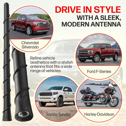 Votex 8" Universal Short Rubber Spiral Antenna Kit Enhanced Reception, Carwash Proof, Flexible and Durable with Tuned
