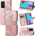 Wallet Case for Galaxy A52 4G/5G, PU Leather Flip Cover with Wrist Strap, Cash Credit Card Slots, Emboss Butterfly