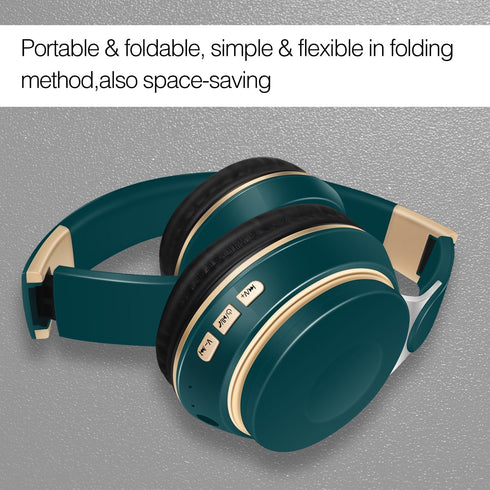 RAT TAIL Bluetooth Headset, Comfortable Over Ear Stereo Wireless Headphones with Mic, 20H Playtime, Deep Green