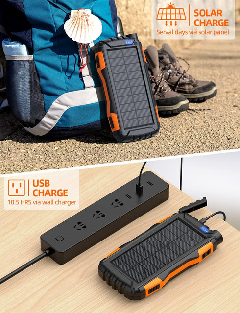 Mregb 42800mAh, Pack 5V3.1A 3.0 Solar Charger Power Bank Portable Charger, Solar Power Bank,External Battery Qc Fast