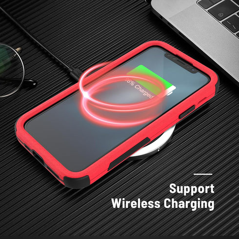 Heavy Duty Drop Protection Case for iPhone XR, 3-Layers Rugged Case with Tempered Glass Screen Protector