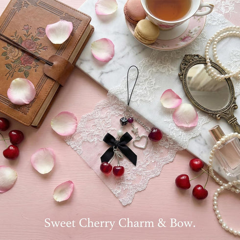 Nalefow Phone Charms Strap Cute Cherry CellPhone Straps Aesthetic Pink Red Black BlueCherry Phone Chain for Camera