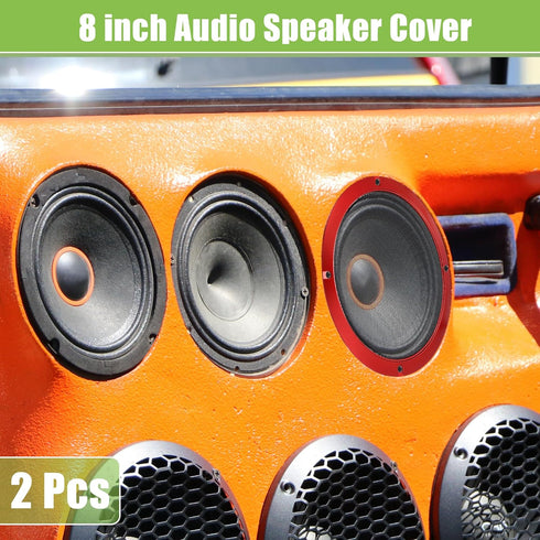 ACROPIX Universal 8" Car Speaker Grills Cover Mesh Round 8 Inch Audio Speaker Subwoofer Guard Protector Case with Mounting Screws Iron Red Black - Pack of 2