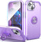 IDweel iPhone 13 Case: Purple 2-in-1 Shockproof Cover with Screen Protector, 360° Ring Holder, & Camera Lens Protector.