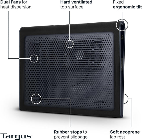 Targus 17 Inch 17" (AWE55US) Dual Fan Lap Chill Mat - Soft Neoprene Laptop Cooling Pad for Heat Protection, Fits Most