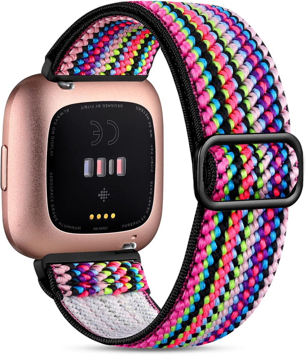 Witzon Elastic Bands for Fitbit Versa 2 / Versa / Lite, Soft Loop Nylon Fabric Replacement Straps, Colorful