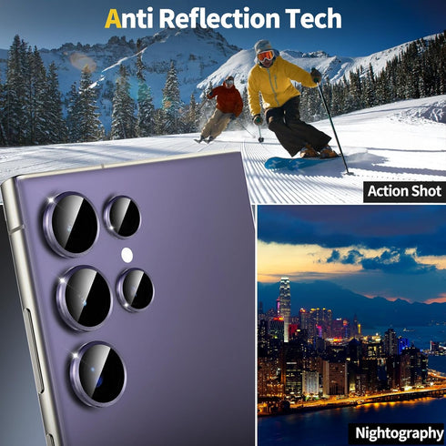 YWXTW Camera Lens Protector for Samsung Galaxy S24 Ultra, 3x Impact Resistance, Case Friendly, Titanium Violet, 1 Set.