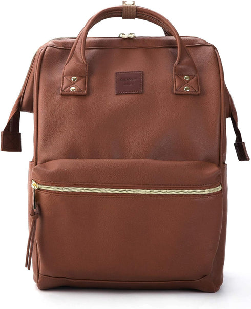 Kah&Kee Leather Laptop Backpack for Women, 14-15 Inch Professional Work Bag, Water-Resistant