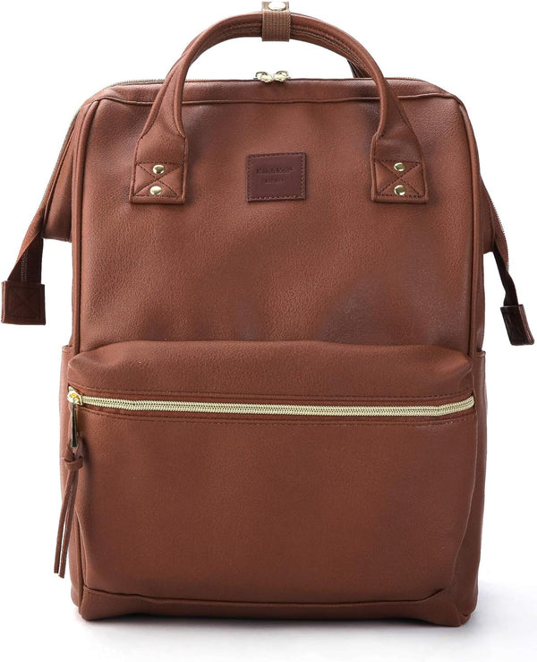 Kah&Kee Leather Laptop Backpack for Women, 14-15 Inch Professional Work Bag, Water-Resistant