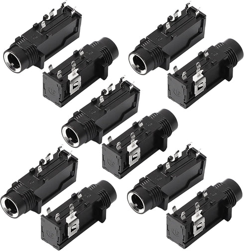 uxcell 10 Pcs 6.35mm 1/4 Inch Stereo Socket 4 Pins PCB Panel Mount Connectors for DIY Replacement