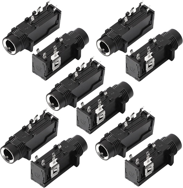 uxcell 10 Pcs 6.35mm 1/4 Inch Stereo Socket 4 Pins PCB Panel Mount Connectors for DIY Replacement