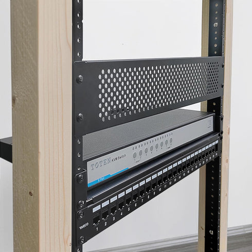 RIVECO 2 8U 3.0 mm PCS Rack Rails, Tapered Holes Rack Mount Rails for Recording & Network Wooden Cabinet Mounting